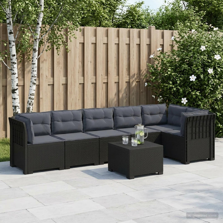 6-personers Have Sofa med Puder Rattan Look PP Antracit