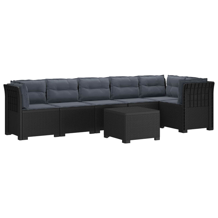 6-personers Have Sofa med Puder Rattan Look PP Antracit