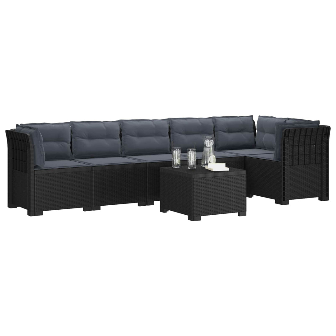 6-personers Have Sofa med Puder Rattan Look PP Antracit