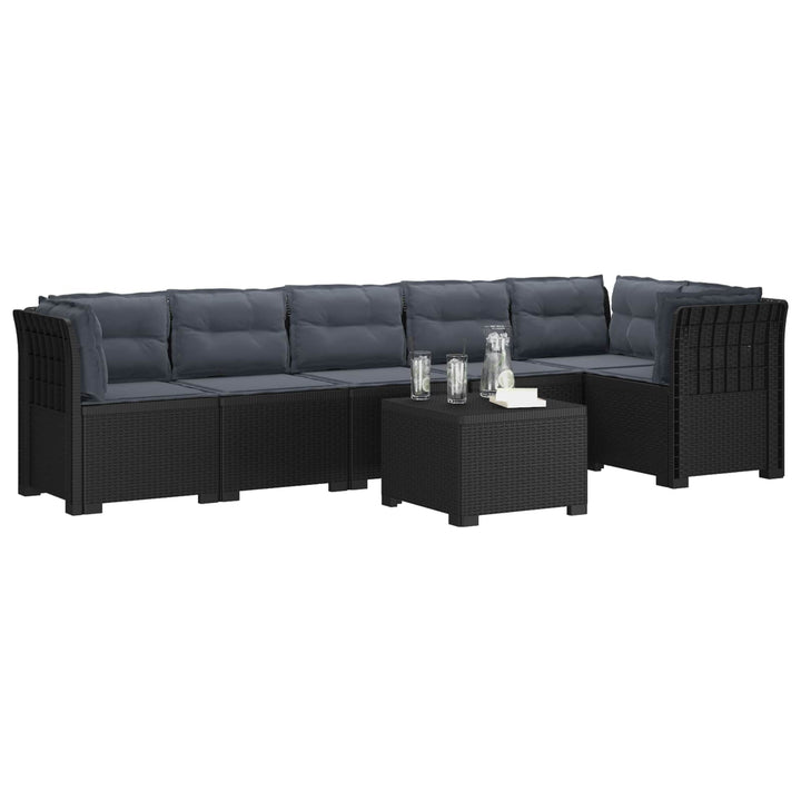 6-personers Have Sofa med Puder Rattan Look PP Antracit