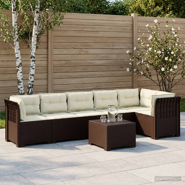 6-personers Have Sofa med Puder Rattan Look PP Brun