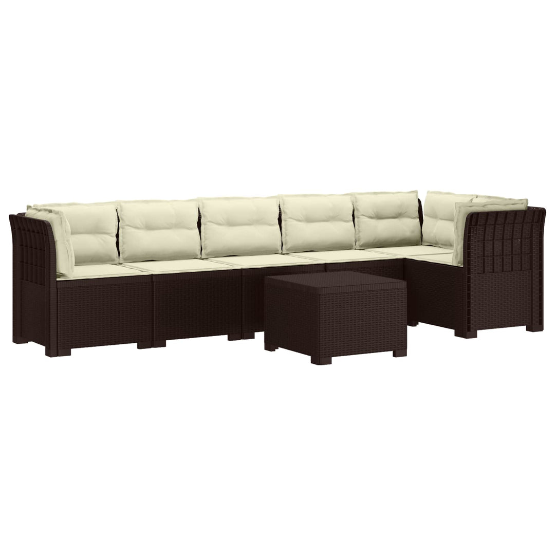 6-personers Have Sofa med Puder Rattan Look PP Brun