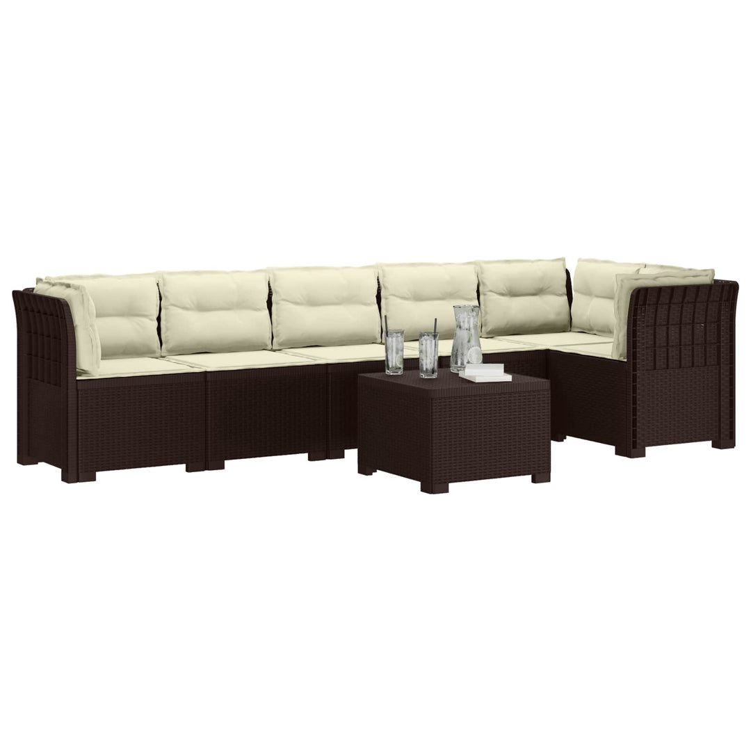 6-personers Have Sofa med Puder Rattan Look PP Brun