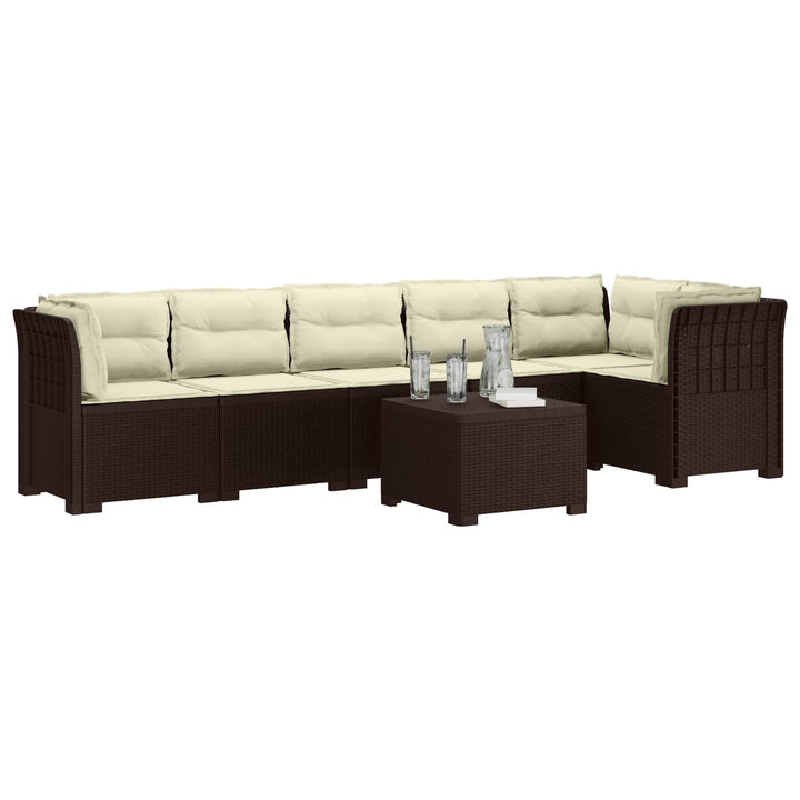 6-personers Have Sofa med Puder Rattan Look PP Brun