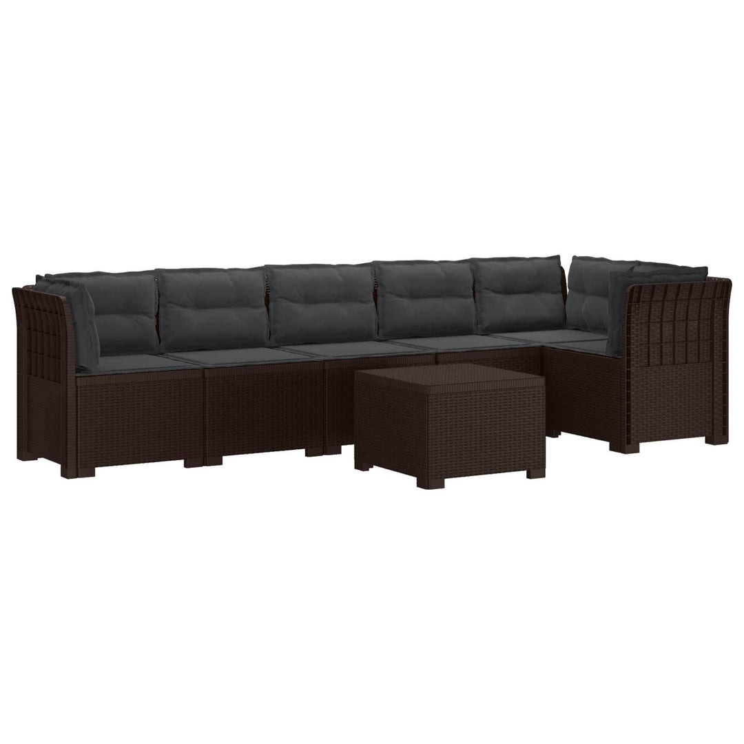 6-personers Have Sofa med Puder Rattan Look PP Brun