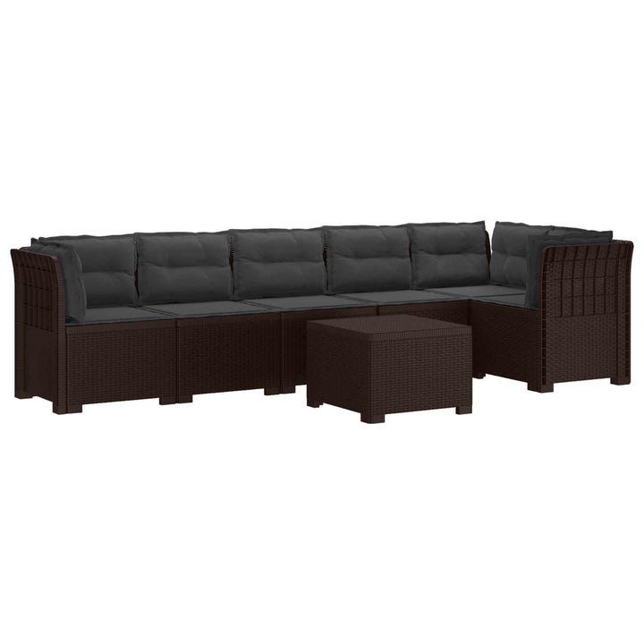 6-personers Have Sofa med Puder Rattan Look PP Brun