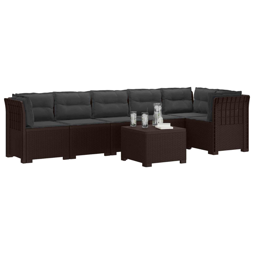 6-personers Have Sofa med Puder Rattan Look PP Brun