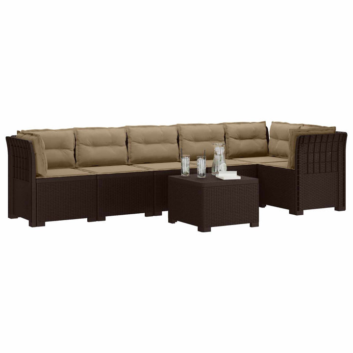 6-personers Have Sofa med Puder Rattan Look PP Brun