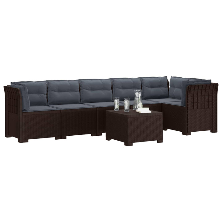 6-personers Have Sofa med Puder Rattan Look PP Brun