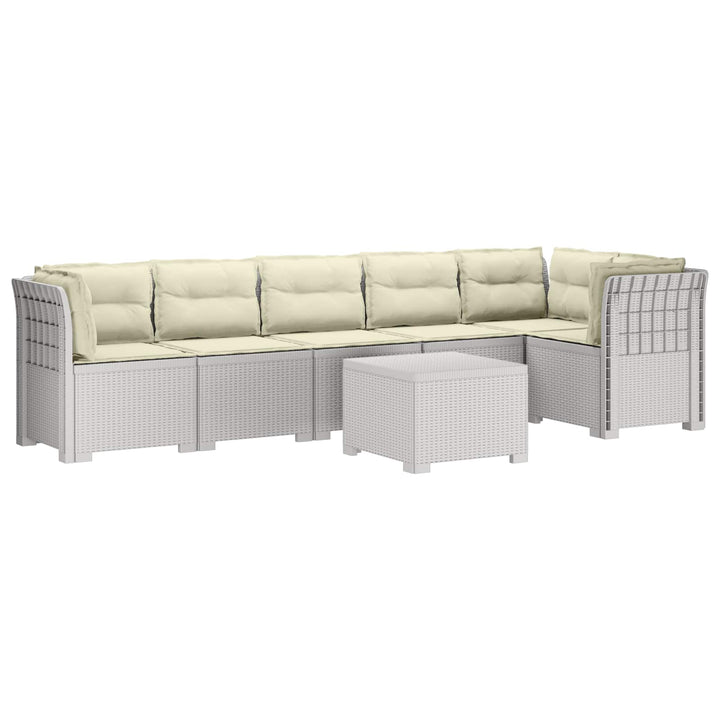 6-personers Have Sofa med Puder Rattan Look PP Hvid