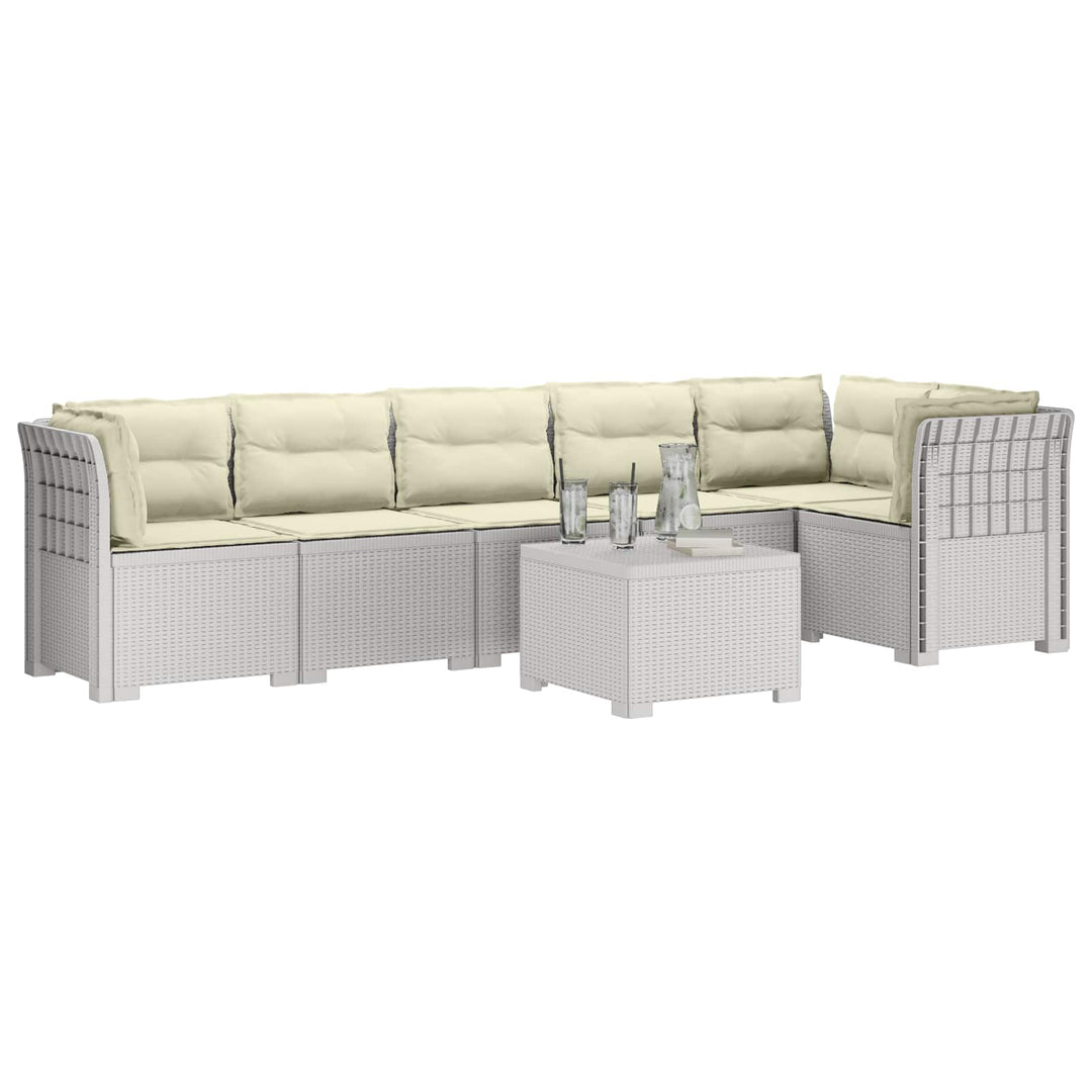 6-personers Have Sofa med Puder Rattan Look PP Hvid