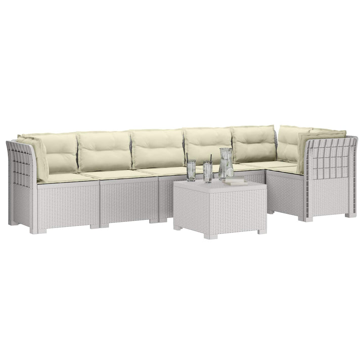6-personers Have Sofa med Puder Rattan Look PP Hvid