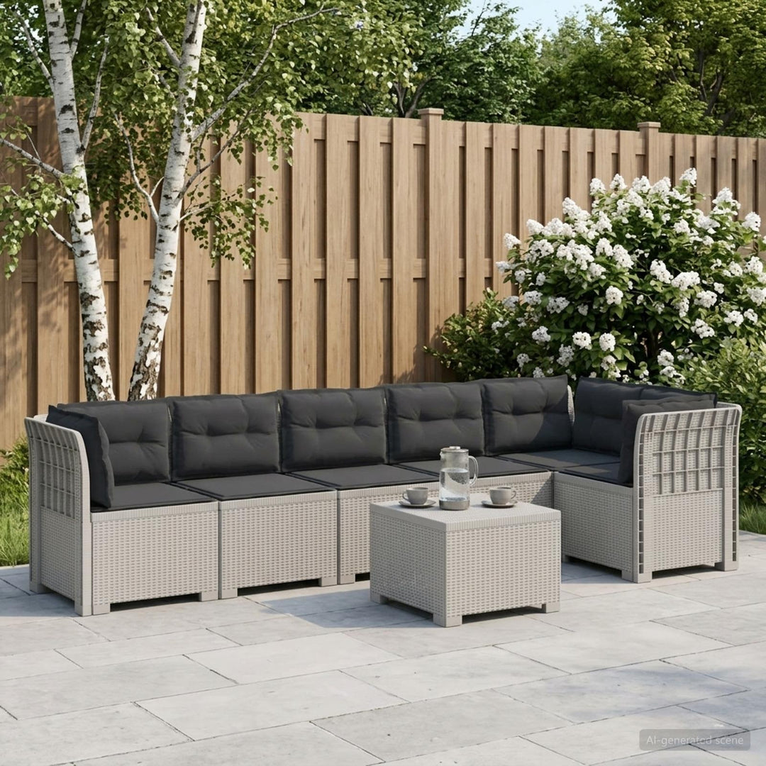 6-personers Have Sofa med Puder Rattan Look PP Hvid