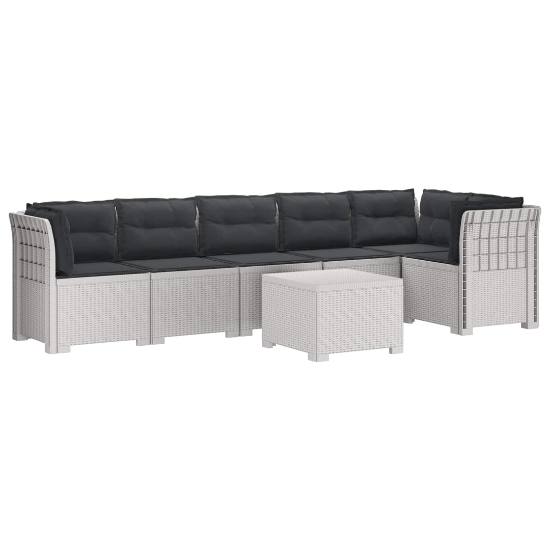 6-personers Have Sofa med Puder Rattan Look PP Hvid
