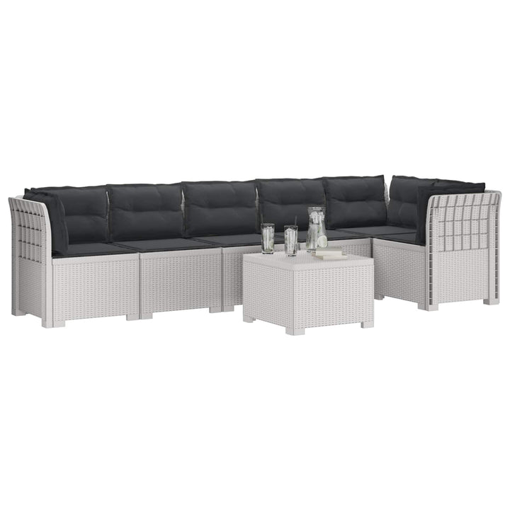 6-personers Have Sofa med Puder Rattan Look PP Hvid