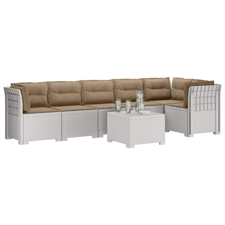 6-personers Have Sofa med Puder Rattan Look PP Hvid