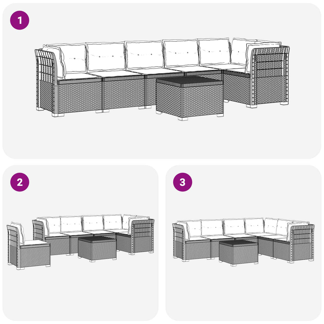 6-personers Have Sofa med Puder Rattan Look PP Hvid