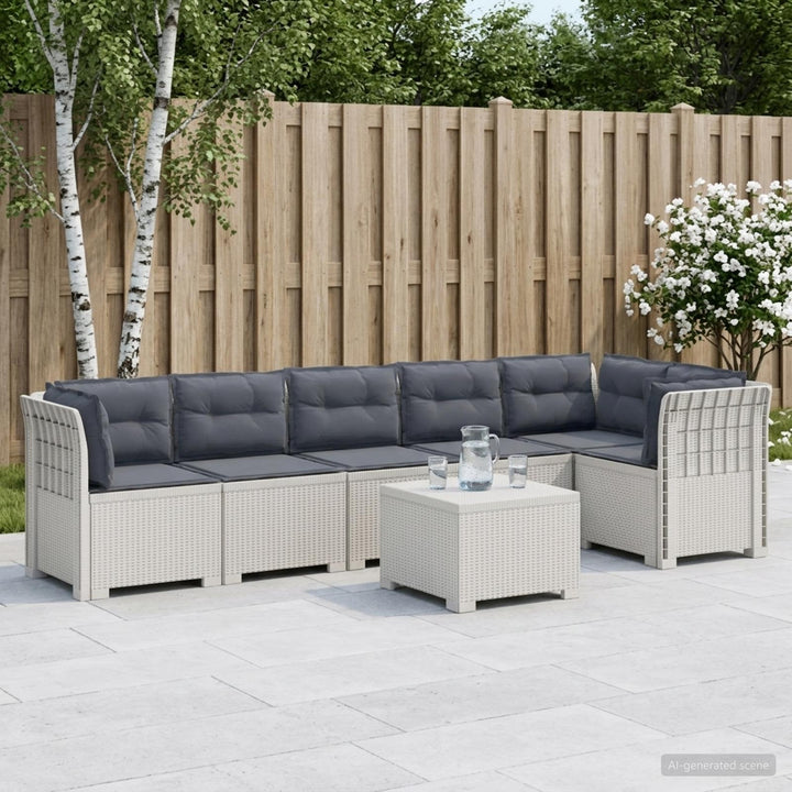 6-personers Have Sofa med Puder Rattan Look PP Hvid