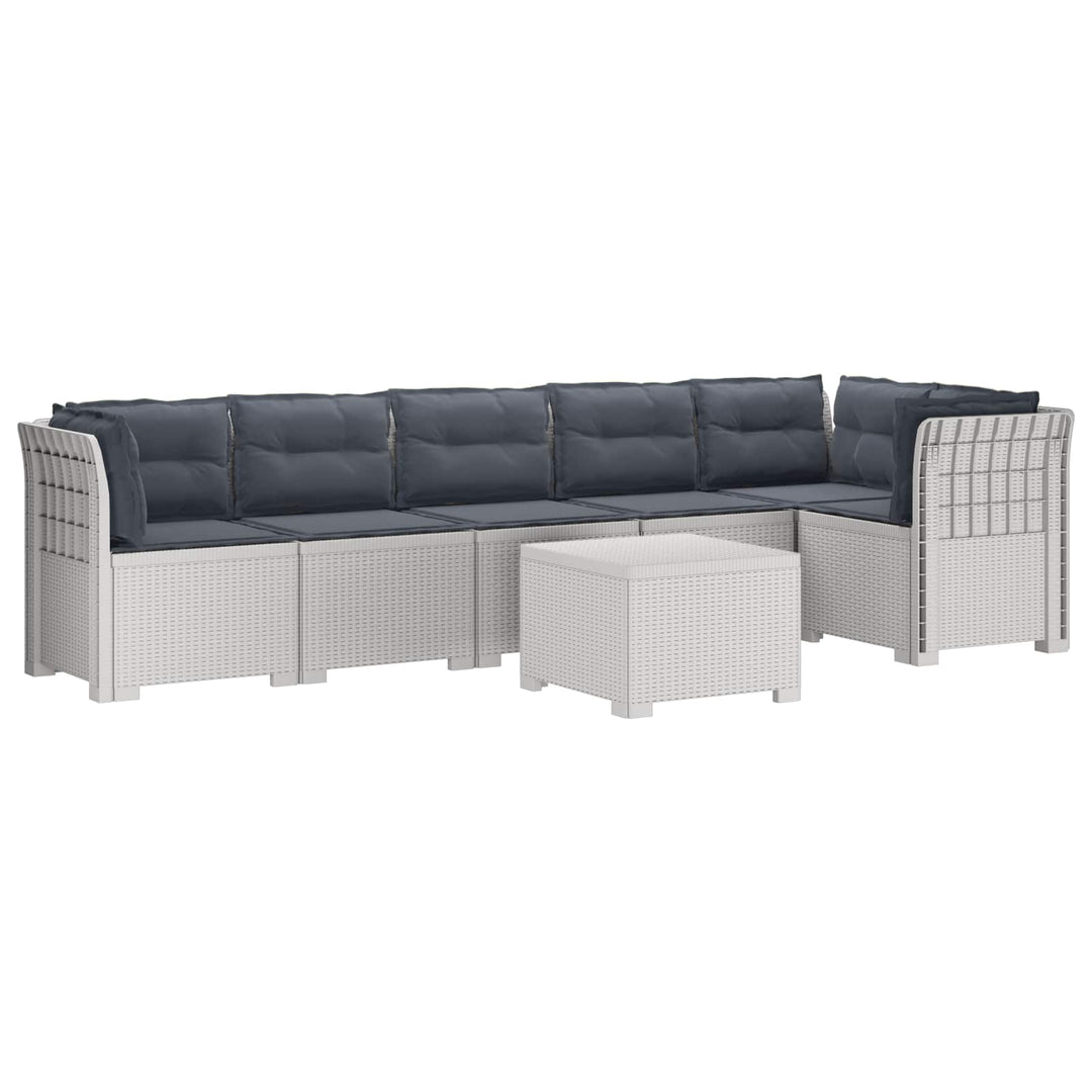 6-personers Have Sofa med Puder Rattan Look PP Hvid