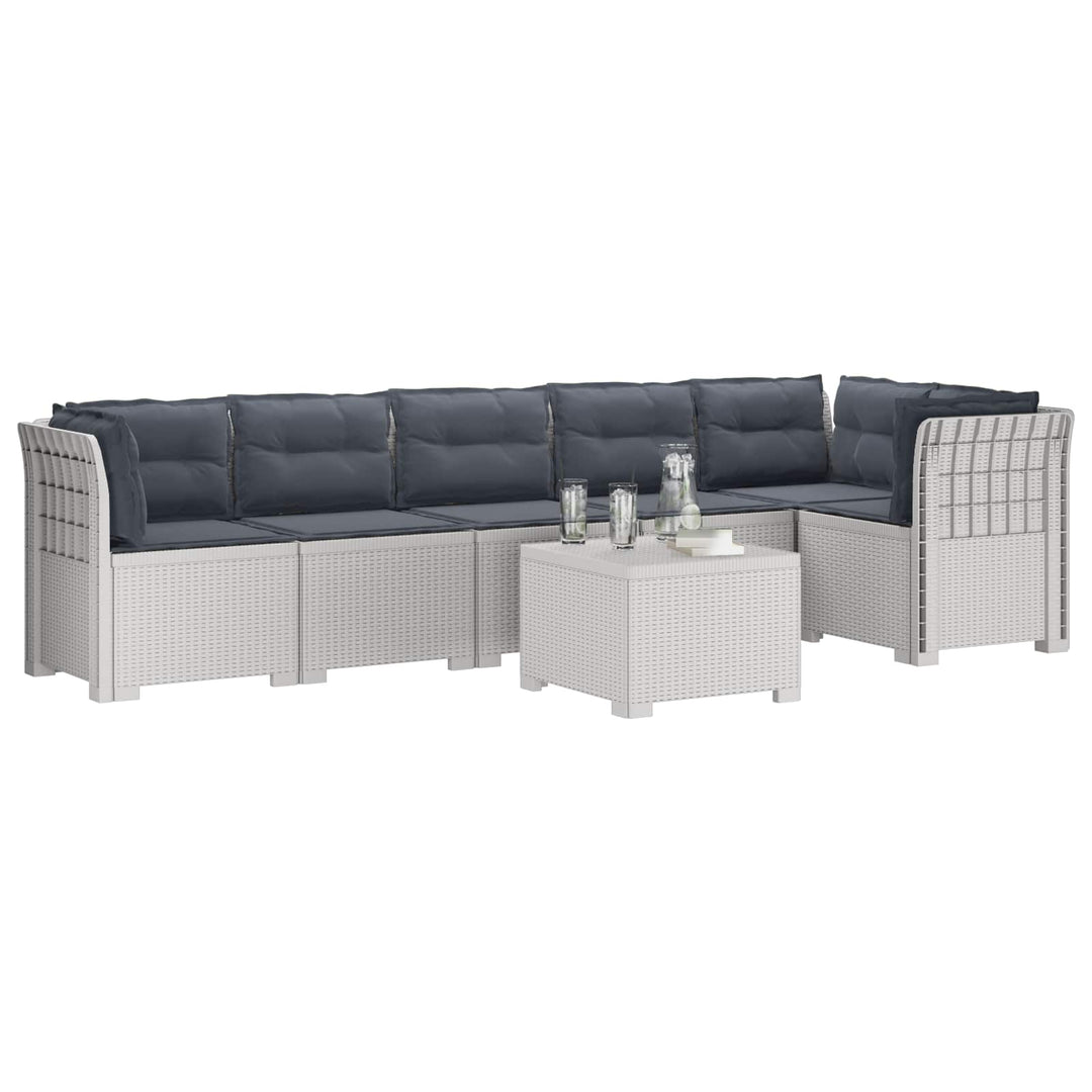 6-personers Have Sofa med Puder Rattan Look PP Hvid