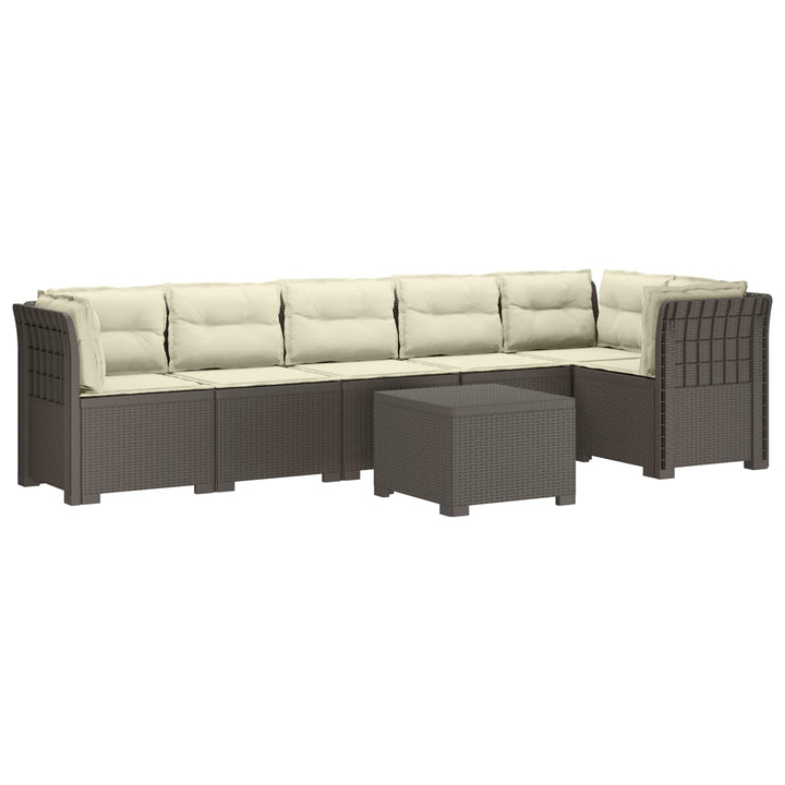 6-personers Have Sofa med Puder Rattan Look PP Lysegrå