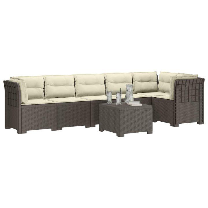 6-personers Have Sofa med Puder Rattan Look PP Lysegrå