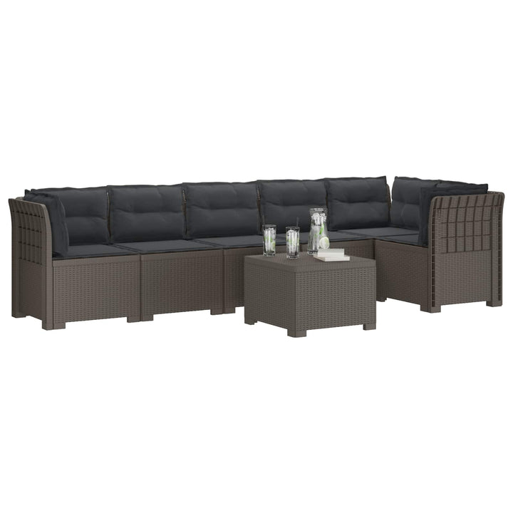 6-personers Have Sofa med Puder Rattan Look PP Lysegrå
