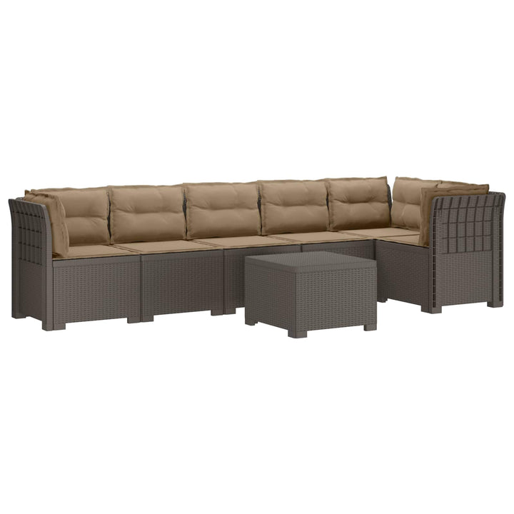 6-personers Have Sofa med Puder Rattan Look PP Lysegrå