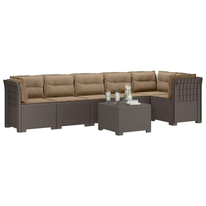 6-personers Have Sofa med Puder Rattan Look PP Lysegrå