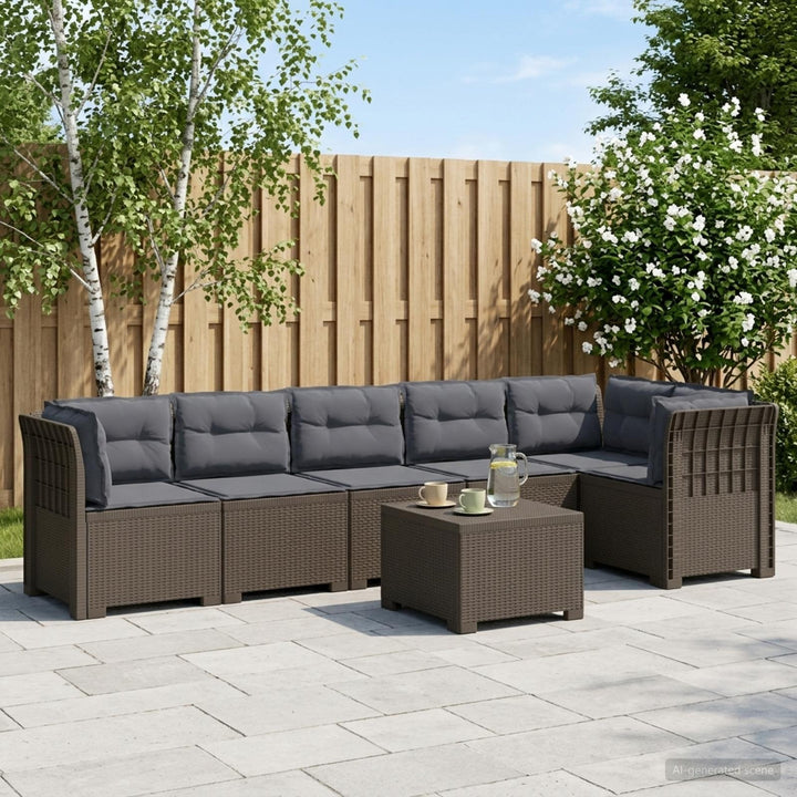 6-personers Have Sofa med Puder Rattan Look PP Lysegrå