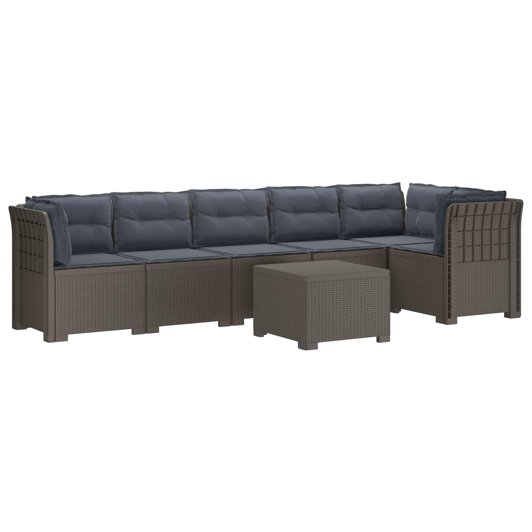6-personers Have Sofa med Puder Rattan Look PP Lysegrå