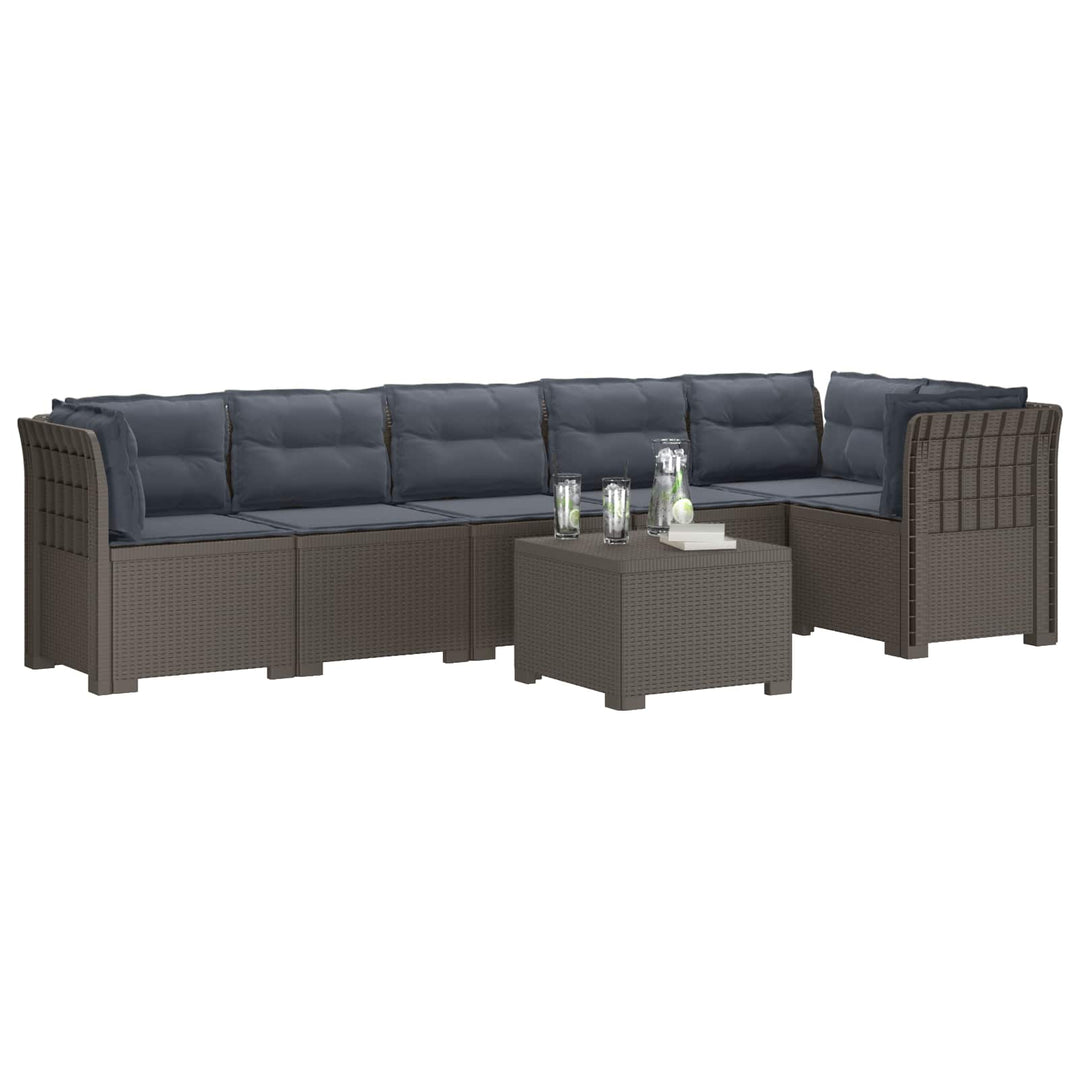 6-personers Have Sofa med Puder Rattan Look PP Lysegrå