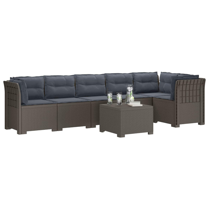 6-personers Have Sofa med Puder Rattan Look PP Lysegrå