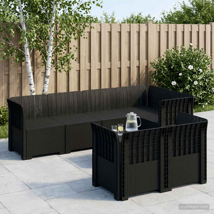 7-personers have-sofa i rattanlook PP Antracit
