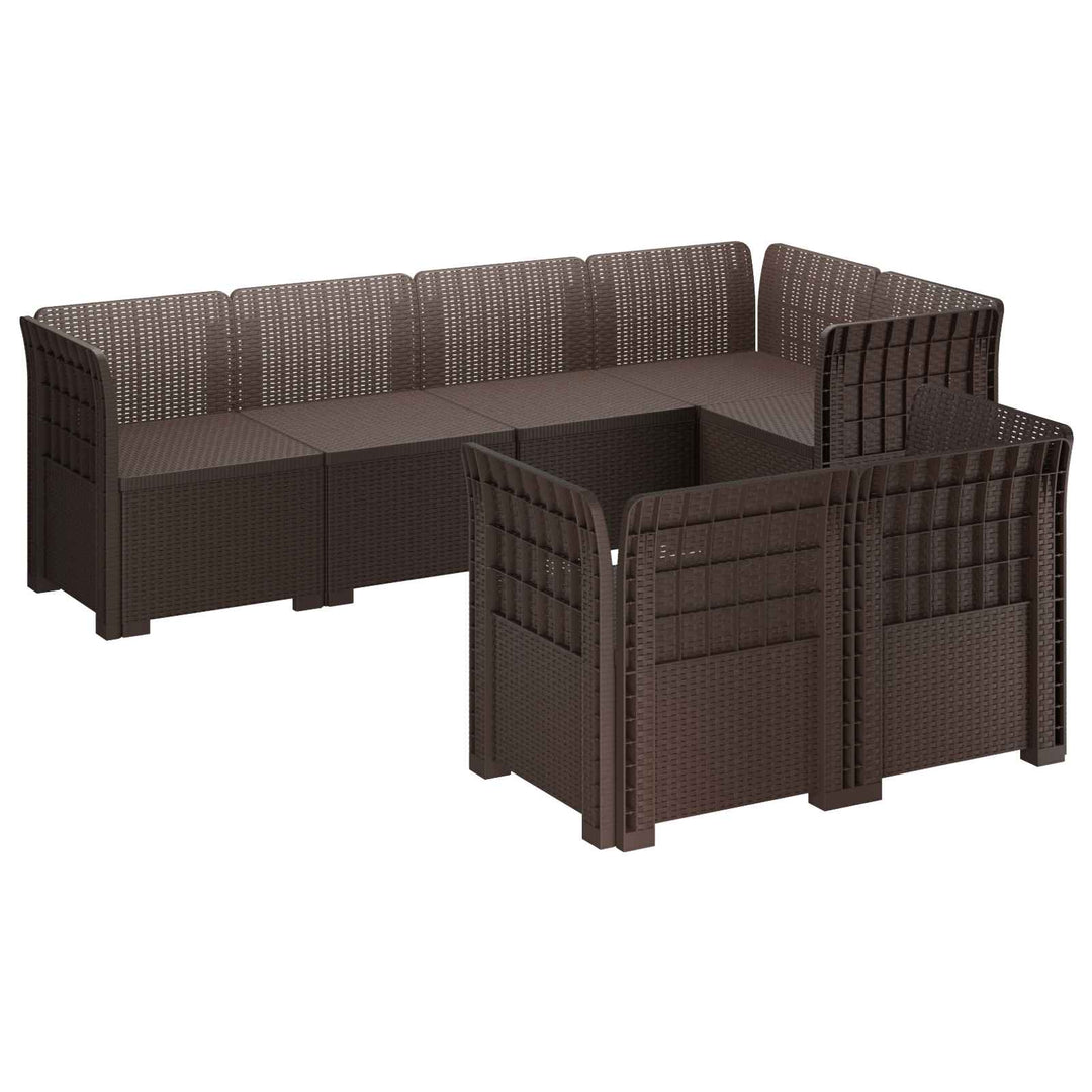 7-personers have-sofa i rattanlook PP Brun