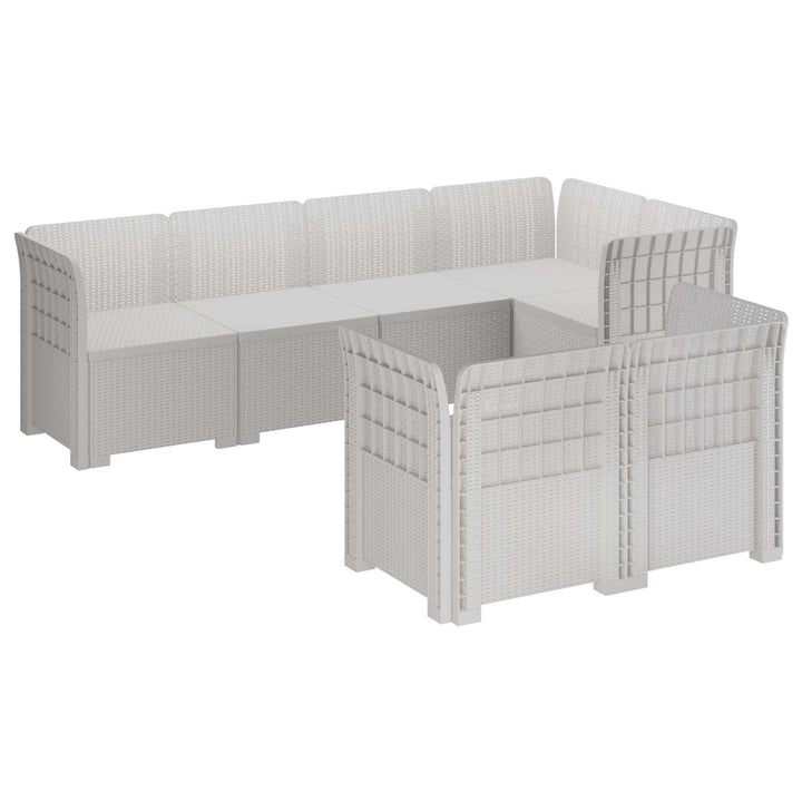 7-personers have-sofa i rattanlook PP Hvid