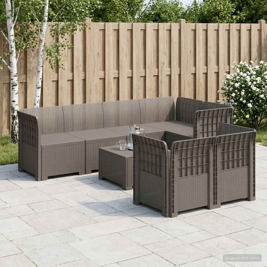 7-personers have-sofa i rattanlook PP Lysegrå