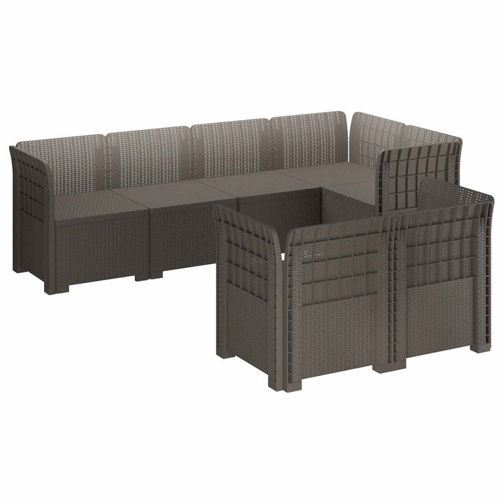 7-personers have-sofa i rattanlook PP Lysegrå