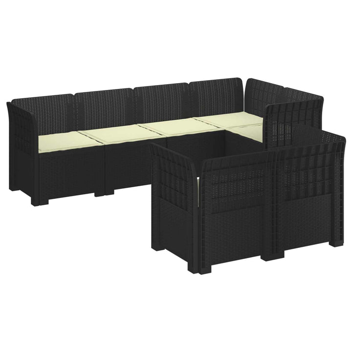 7-personers have-sofa med puder i rattanlook PP Antracit