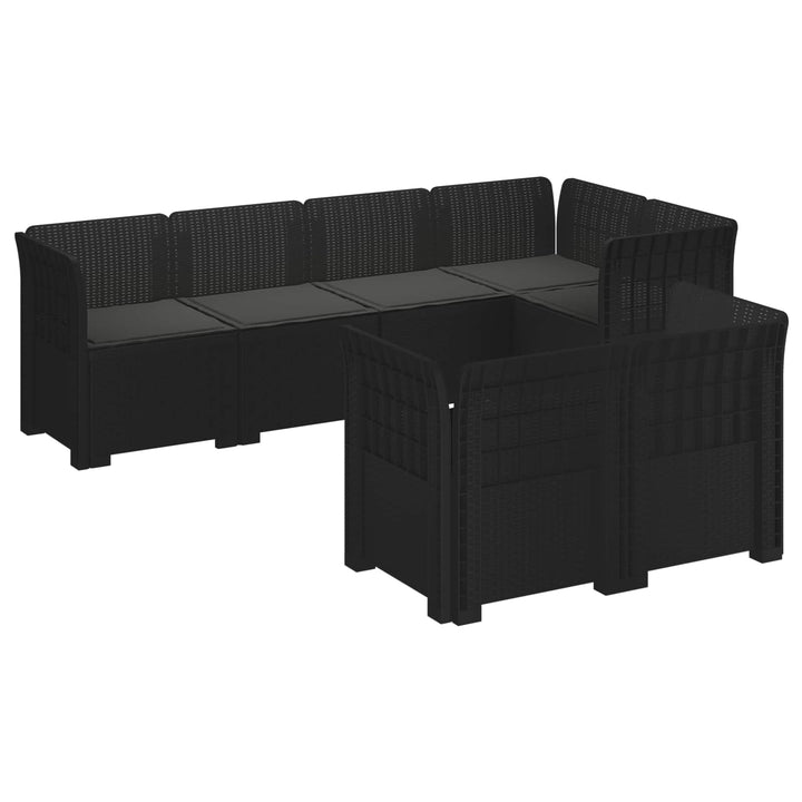 7-personers have-sofa med puder i rattanlook PP Antracit