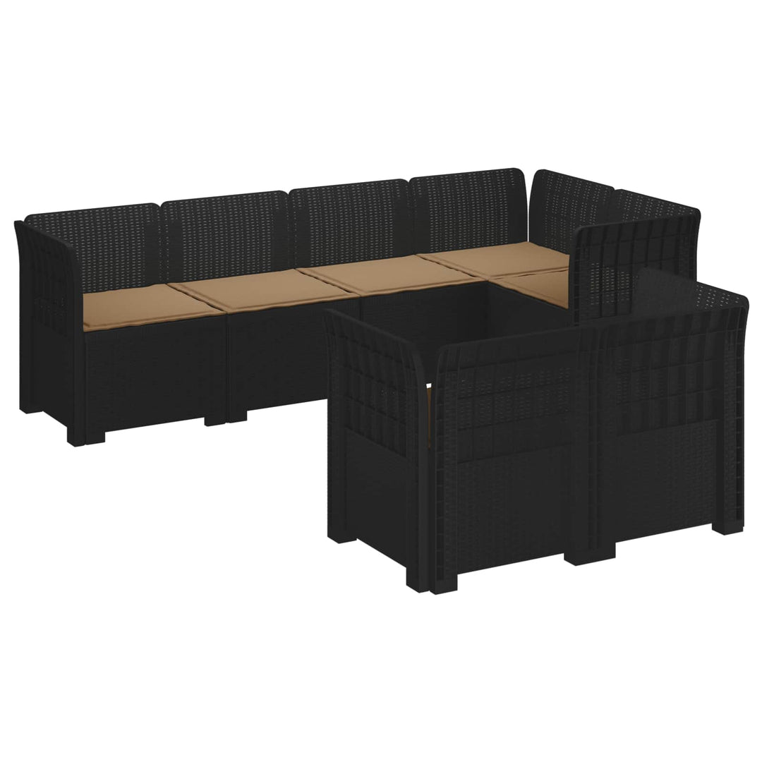 7-personers have-sofa med puder i rattanlook PP Antracit