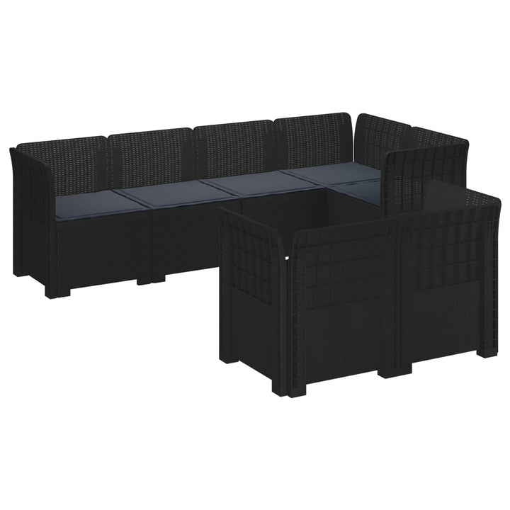 7-personers have-sofa med puder i rattanlook PP Antracit
