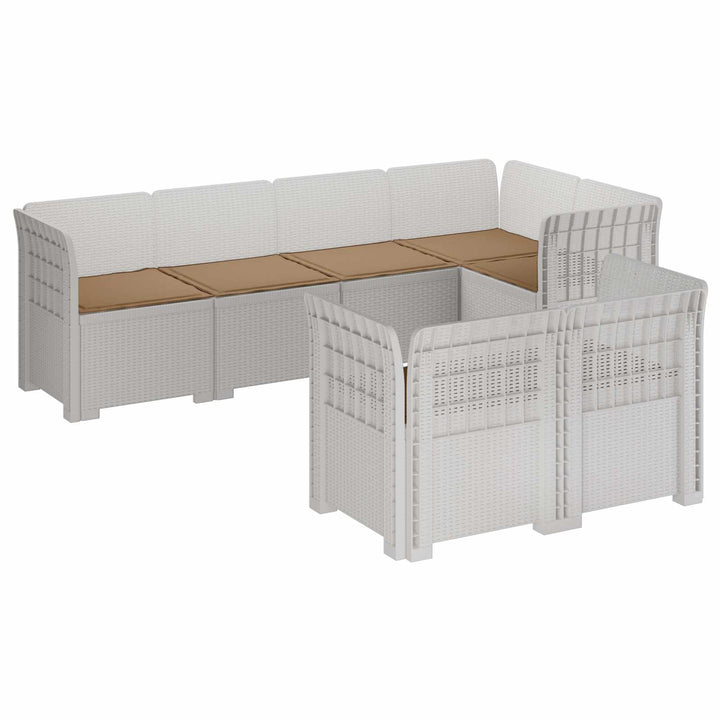 7-personers have-sofa med puder i rattanlook PP Hvid