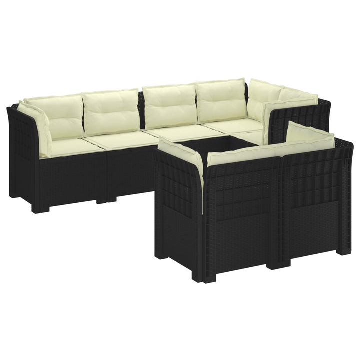 7-personers have-sofa med puder i rattanlook PP Antracit