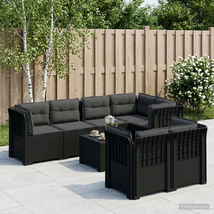7-personers have-sofa med puder i rattanlook PP Antracit
