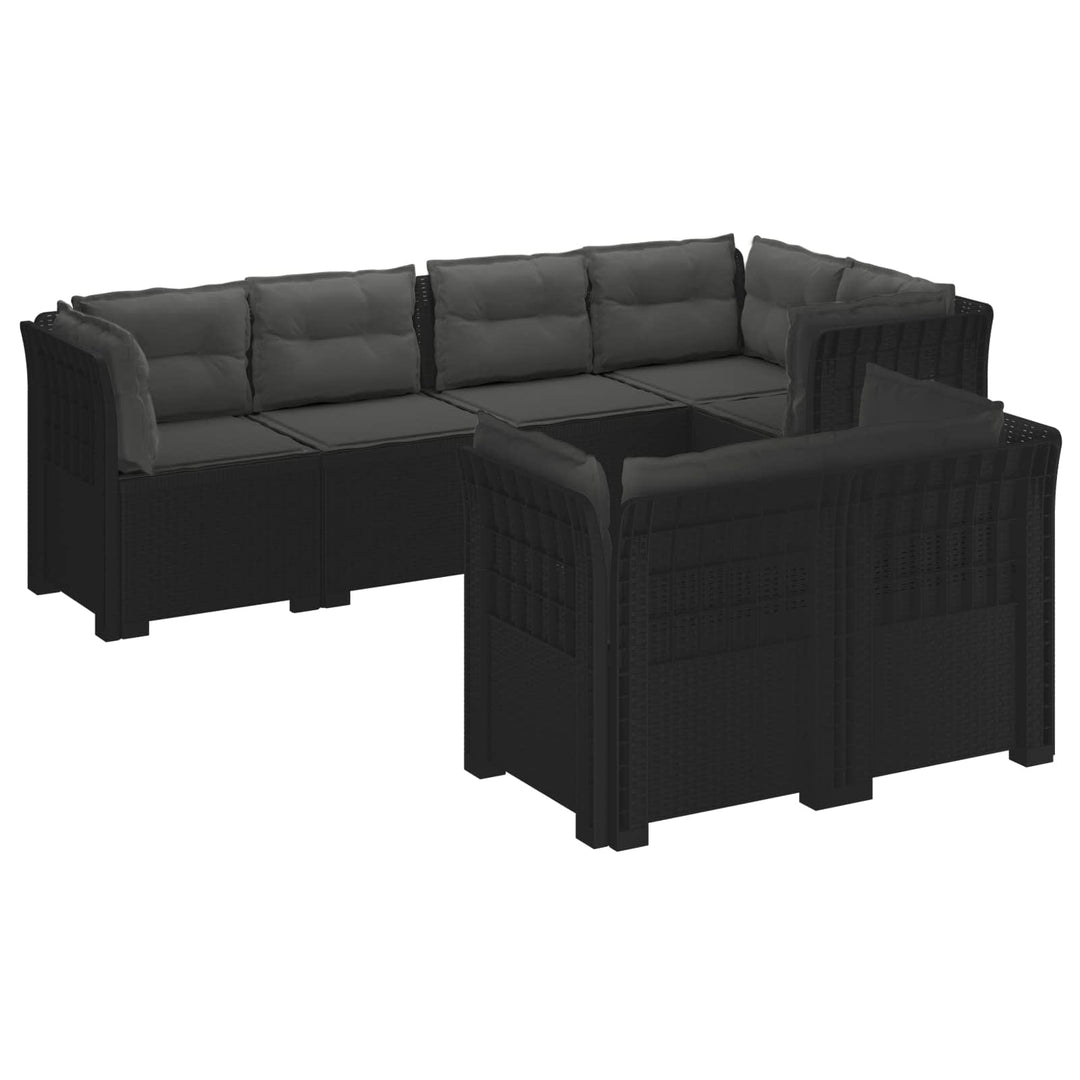 7-personers have-sofa med puder i rattanlook PP Antracit