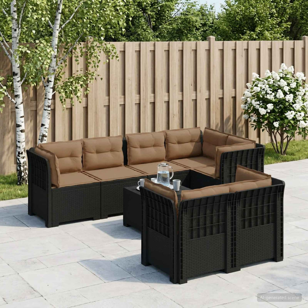 7-personers have-sofa med puder i rattanlook PP Antracit