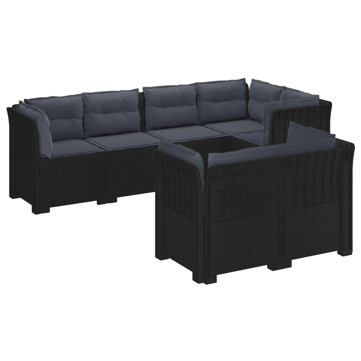 7-personers have-sofa med puder i rattanlook PP Antracit
