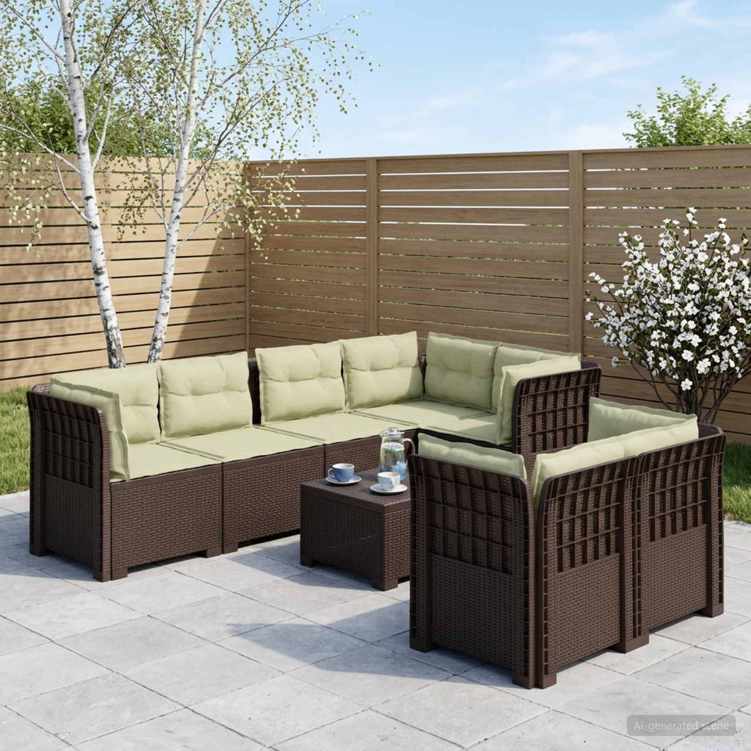 7-personers have-sofa med puder i rattanlook PP Brun