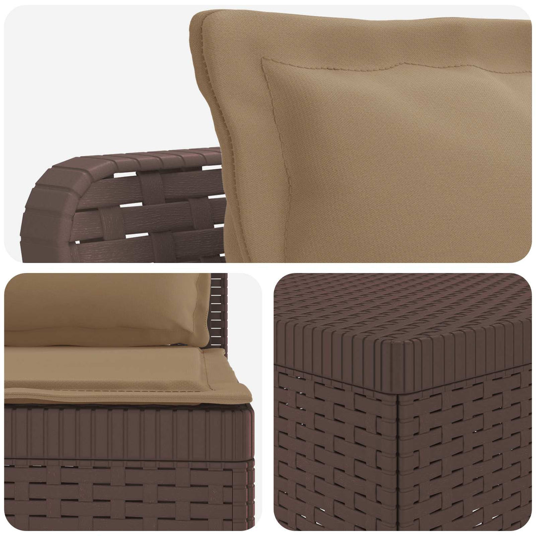 7-personers have-sofa med puder i rattanlook PP Brun